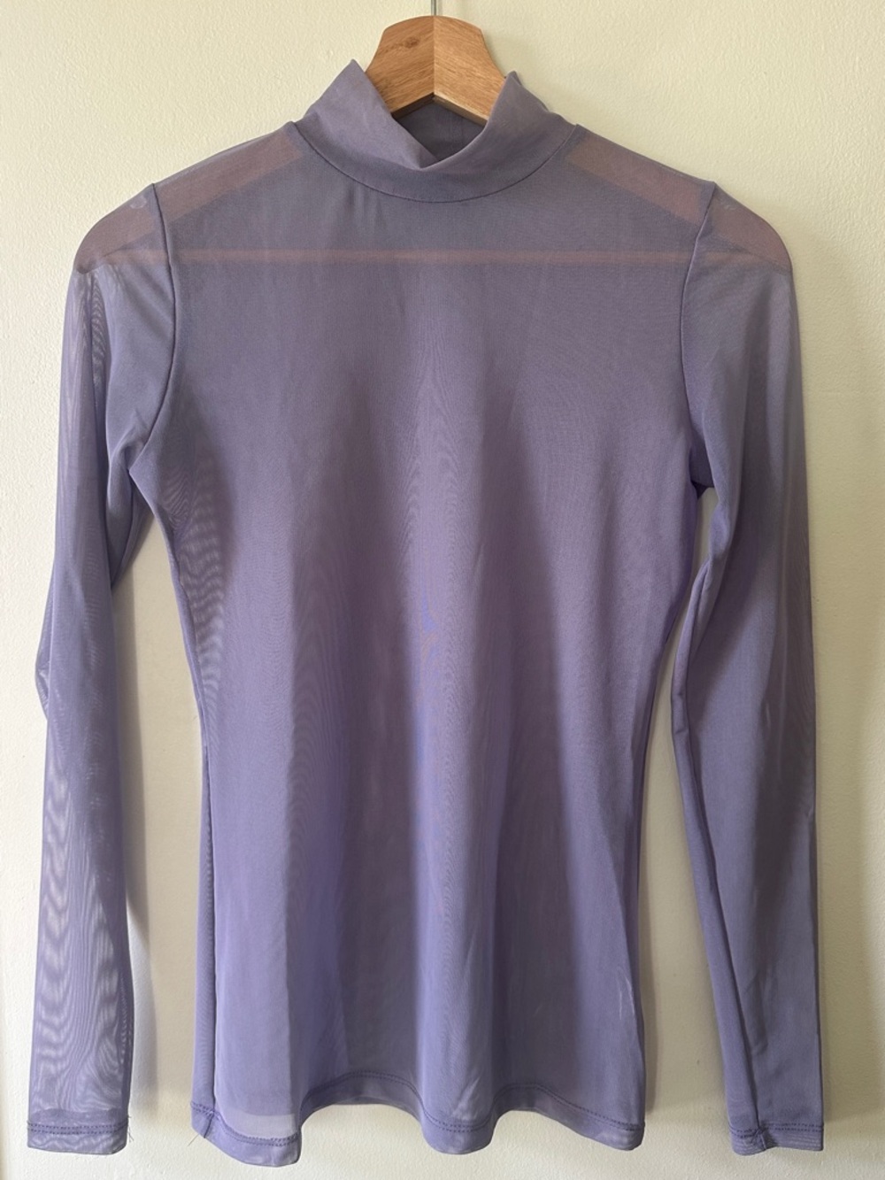 Nasty Gal Lavender Sheer Mock Neck Top